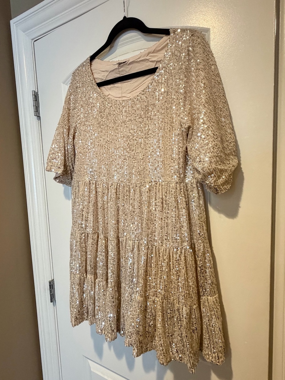 Sequin Tiered Dress - Champagne